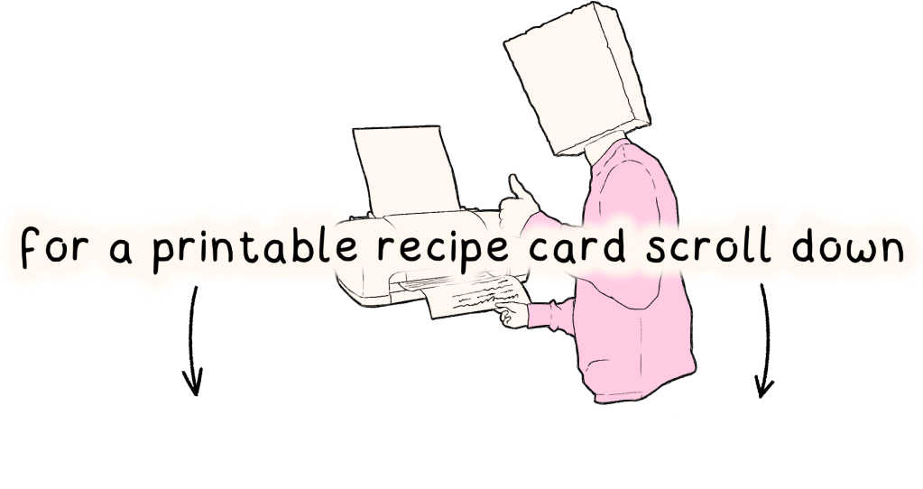 Button to scroll the page to a printable recipe card.